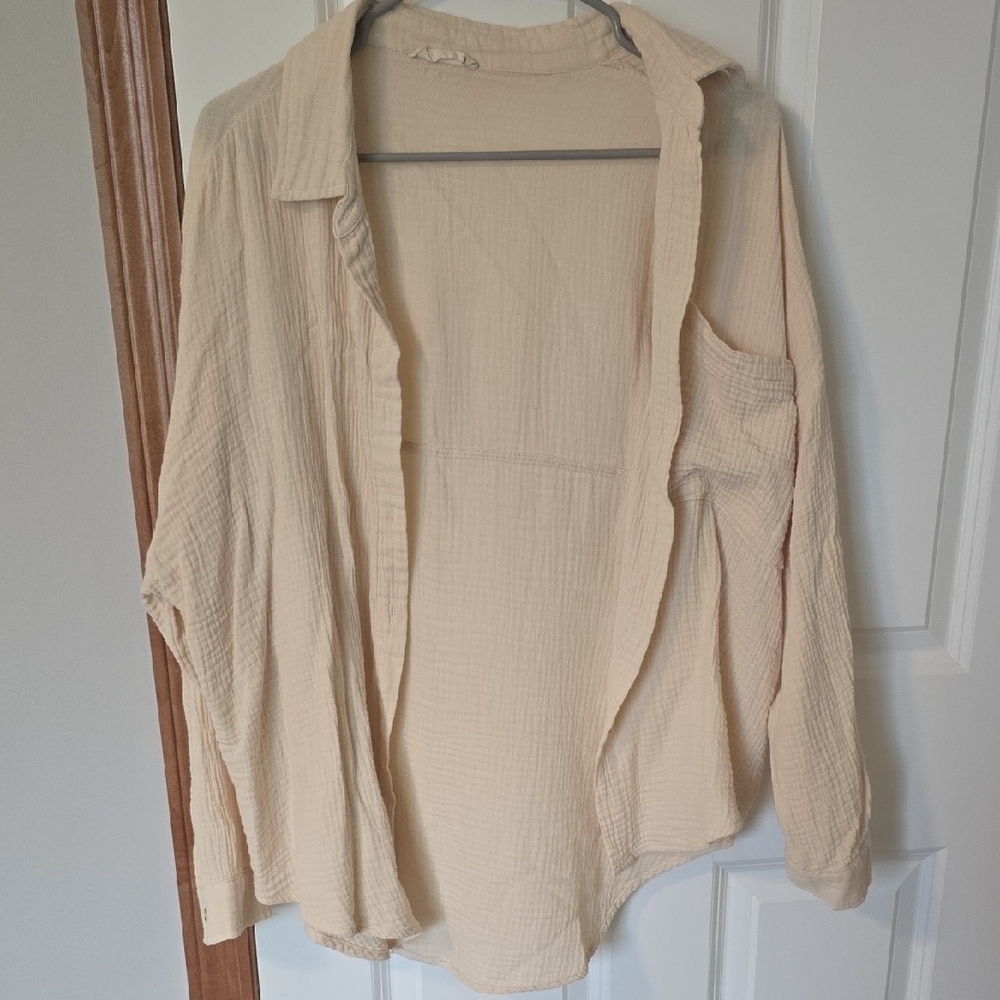 Altar'd State Cream Button-Up Shirt